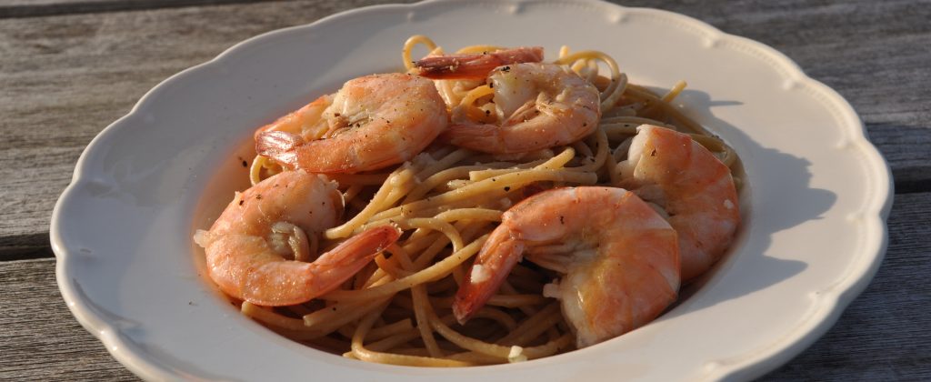 Spaghetti Aglio e Olio met garnalen